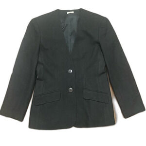 Ann May Women's Black Blazer 100% Woven Silk Suit Jacket